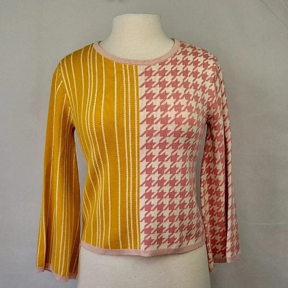 Dolan Anthropologie Stripe & Houndstooth Sweater Size XS - Picture 4 of 15